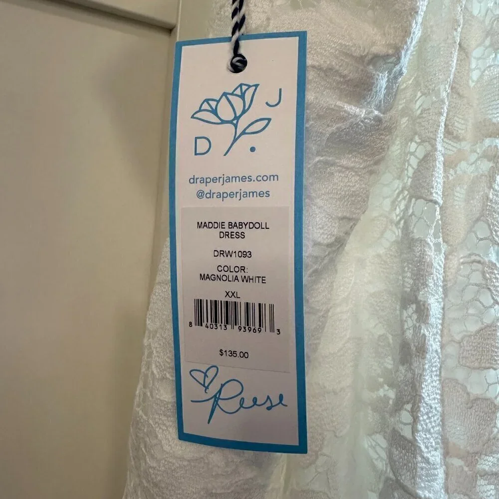 NWT Draper James 'Maddie' Babydoll Dress in Magnolia White Lace- Size XXL - Picture 7 of 7